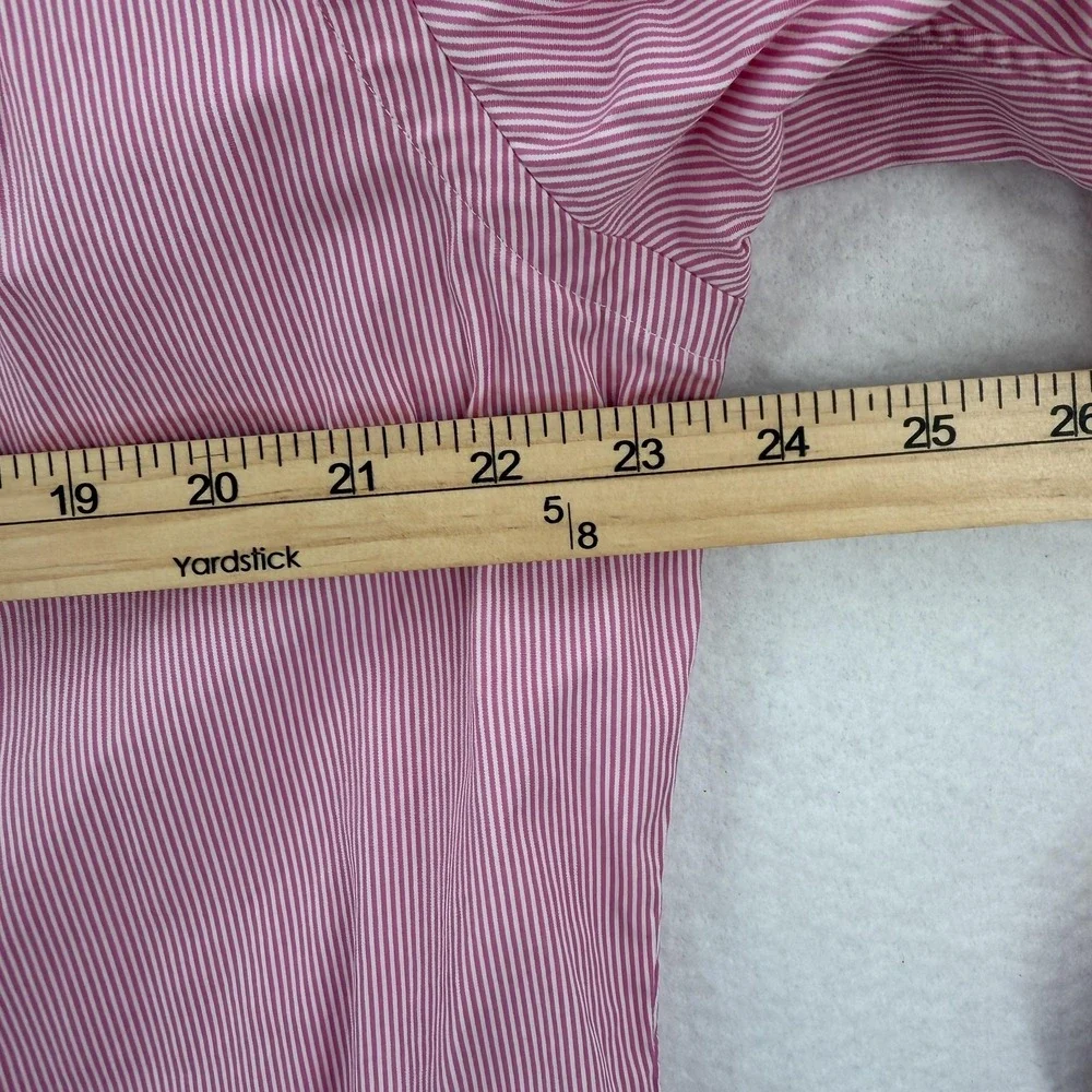 Polo Ralph Lauren Shirt Mens 16.5 32/33 Pink White‎ Stripe Long Sleeve Button Up